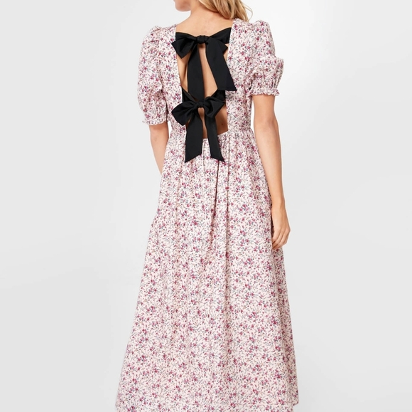Pink Floral Maxi Dress with Bow Back - Picture 4 of 9